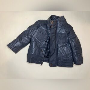 Urban Republic Baby Faux Leather Dark Grey Motorcycle Jacket 3-6 mos